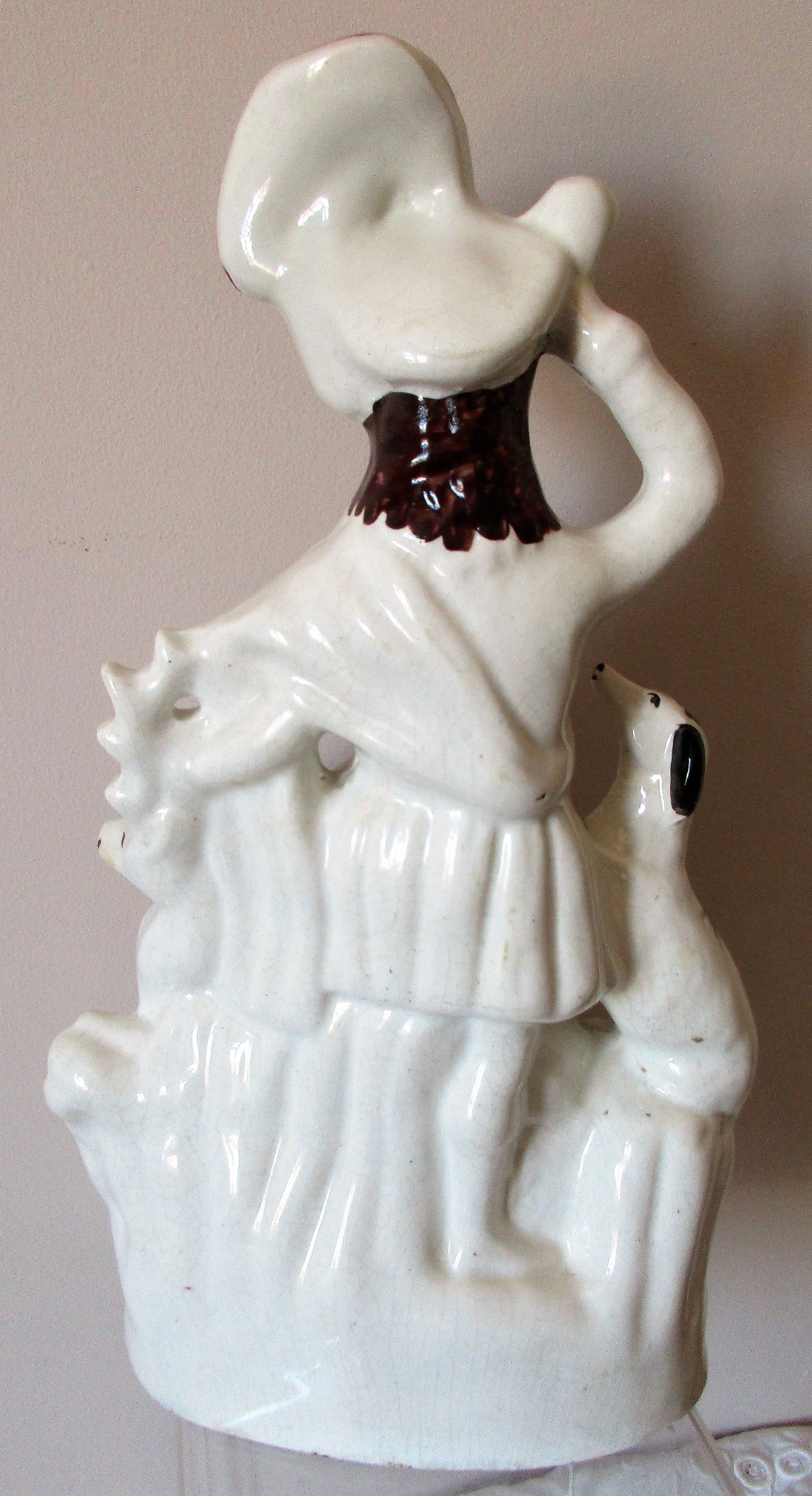 Antique English Victorian Staffordshire Figure ~ "Hunter with Horn" - Image 3
